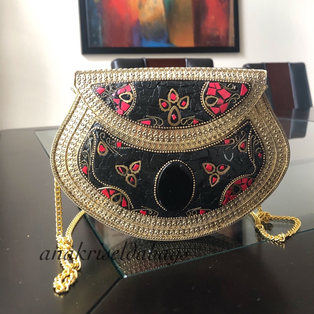 Mosaic Metal Purse Black